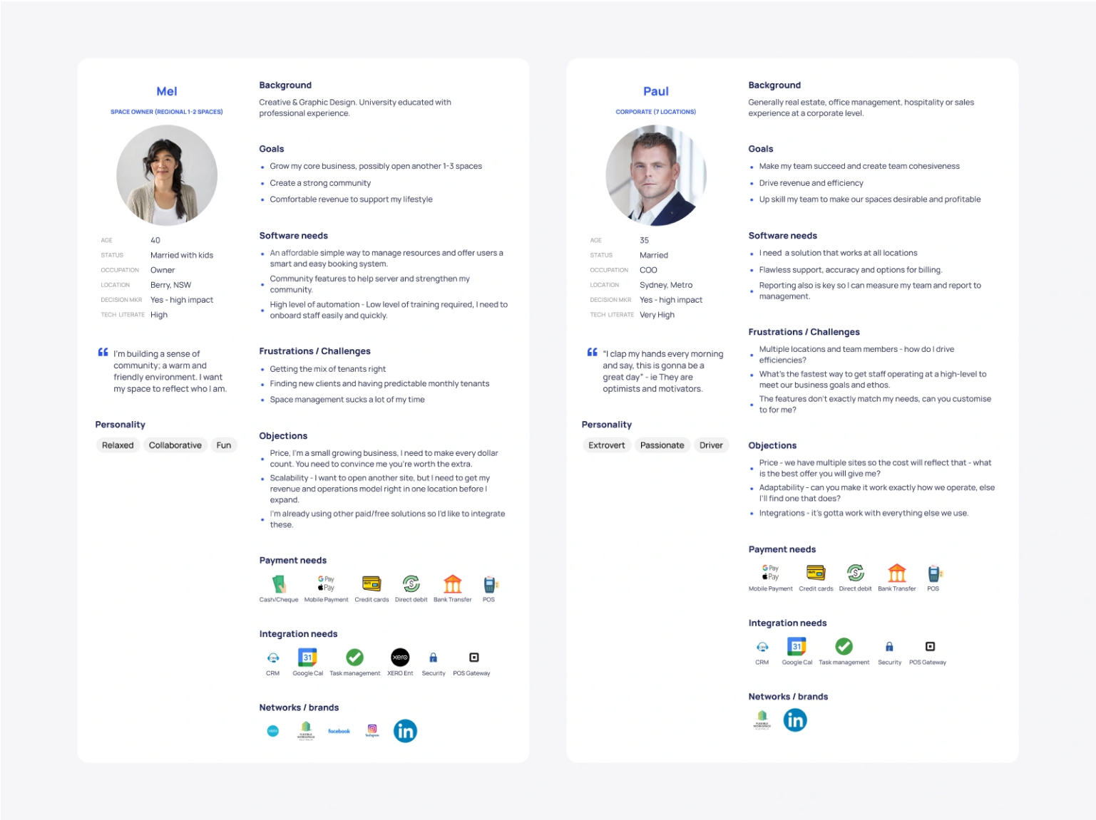Booking options cards comparing available and occupied time slots