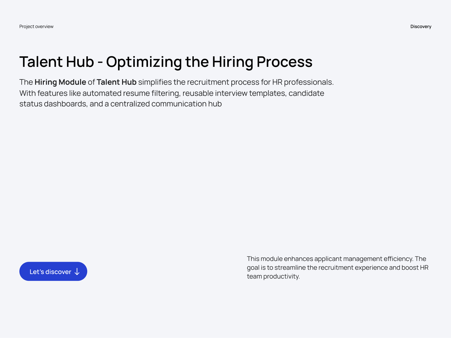 Talent Hub user research and discovery phase with personas and user journey maps